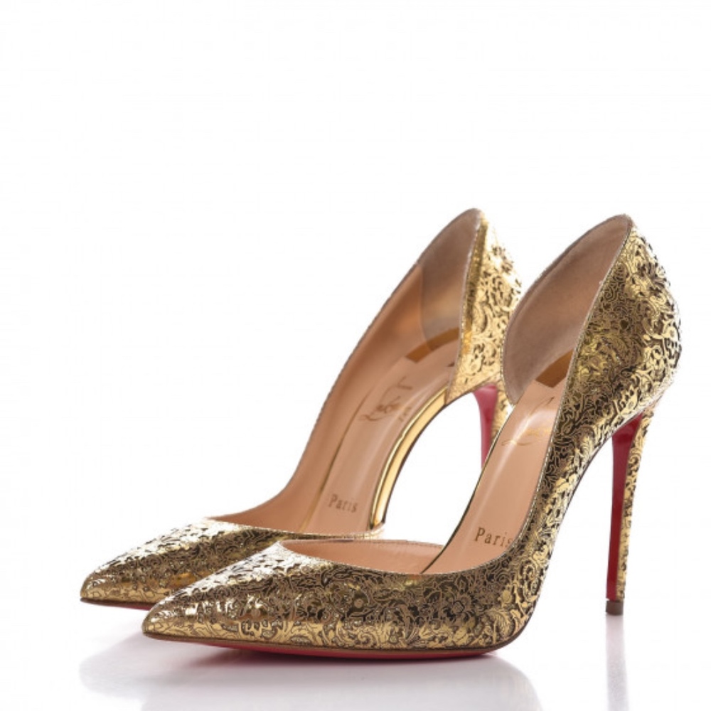 Christian Louboutin Gold Iriza Laser Rococo 100mm